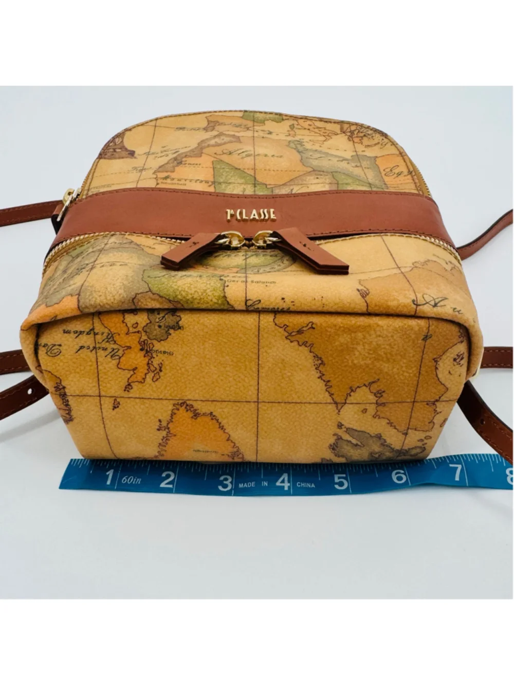 Alviero Martini 1A Classe Geo Map Print Small Backpack Beige Brown